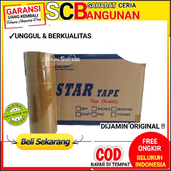 

Lakban Coklat Star Tape 2 Inch 48 mm 90 Yard 82 Meter PER DUS SCB SCB