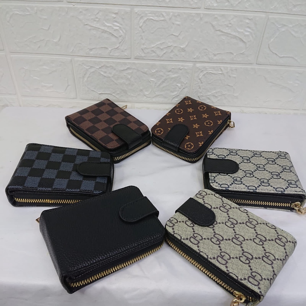 Dompet Kartu Wanita Kasual Motif Import Korea Style PU Dompet Kartu Multifungsi Card Holder Azgalery D60