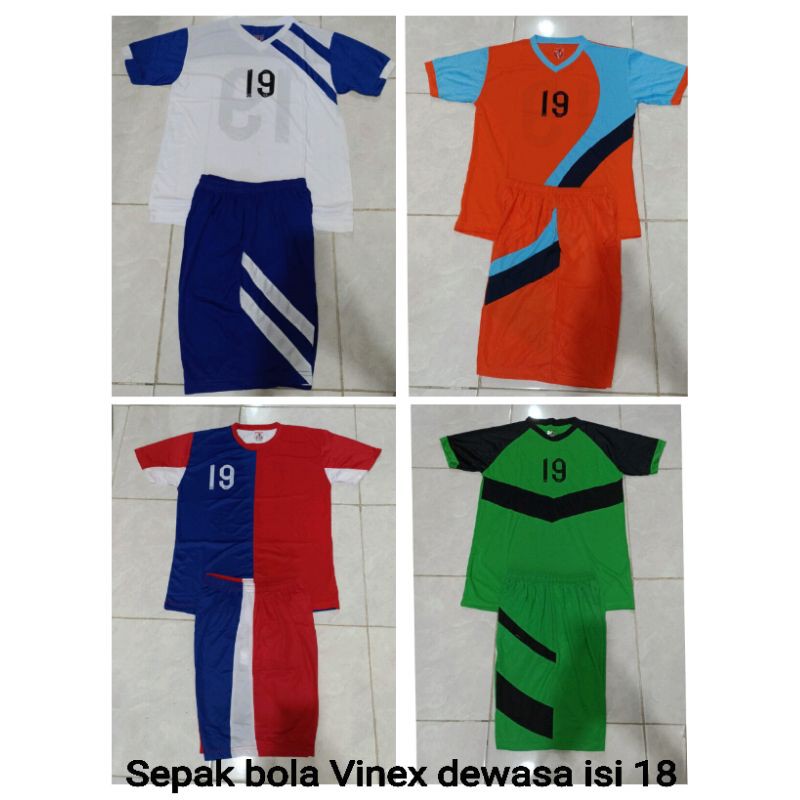 Setelan baju sepak bola dewasa Vinex 1 pak isi 18 pcs
