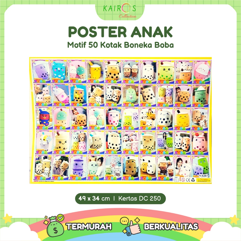 Poster Kotak Boba Aneka Motif Isi 50 Kotak Dalam 1 Poster