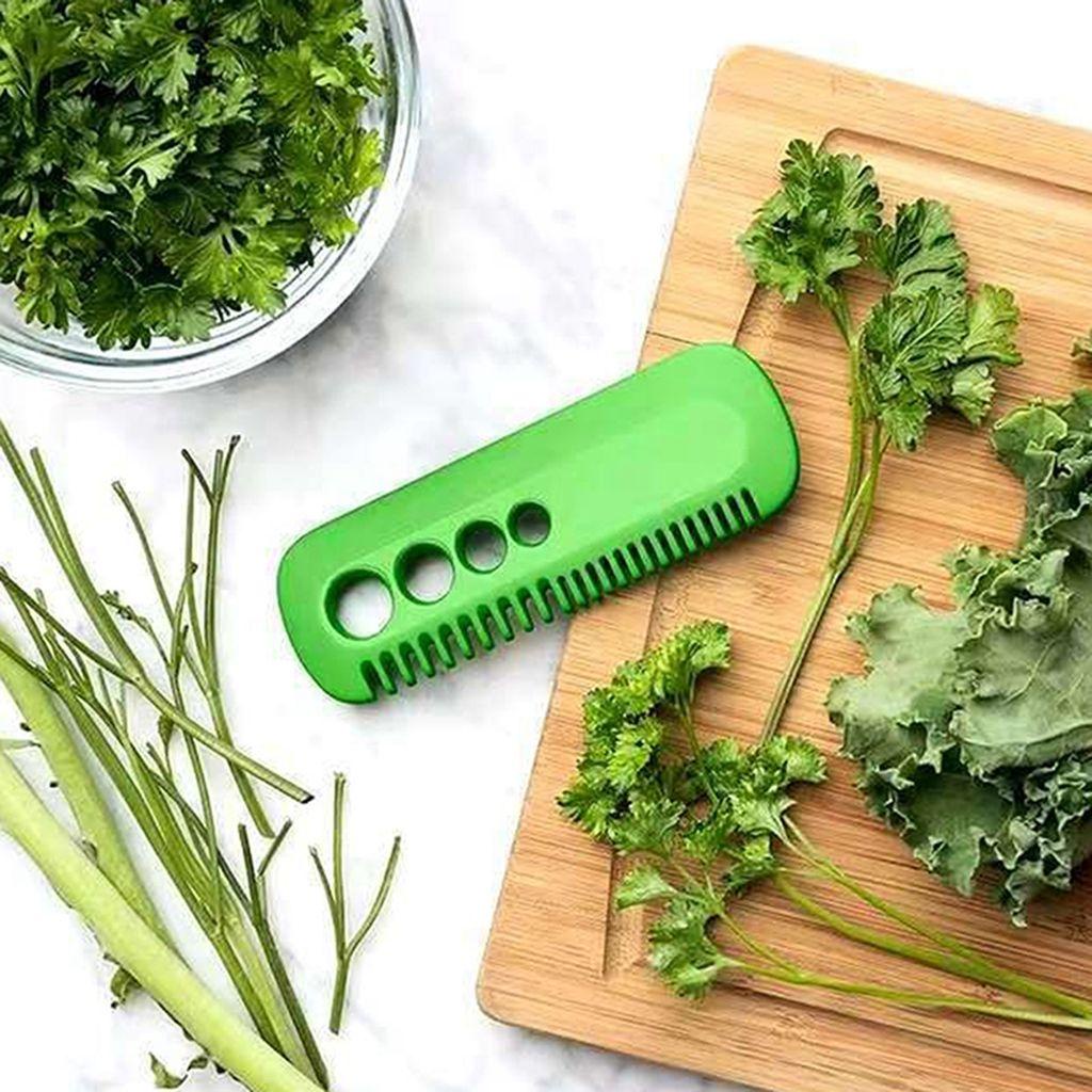 [Elegan] Pengupas Daun Sayur 1pcs Pegangan Nyaman Multifungsi Dapur Sipplies Kale Stripping Comb