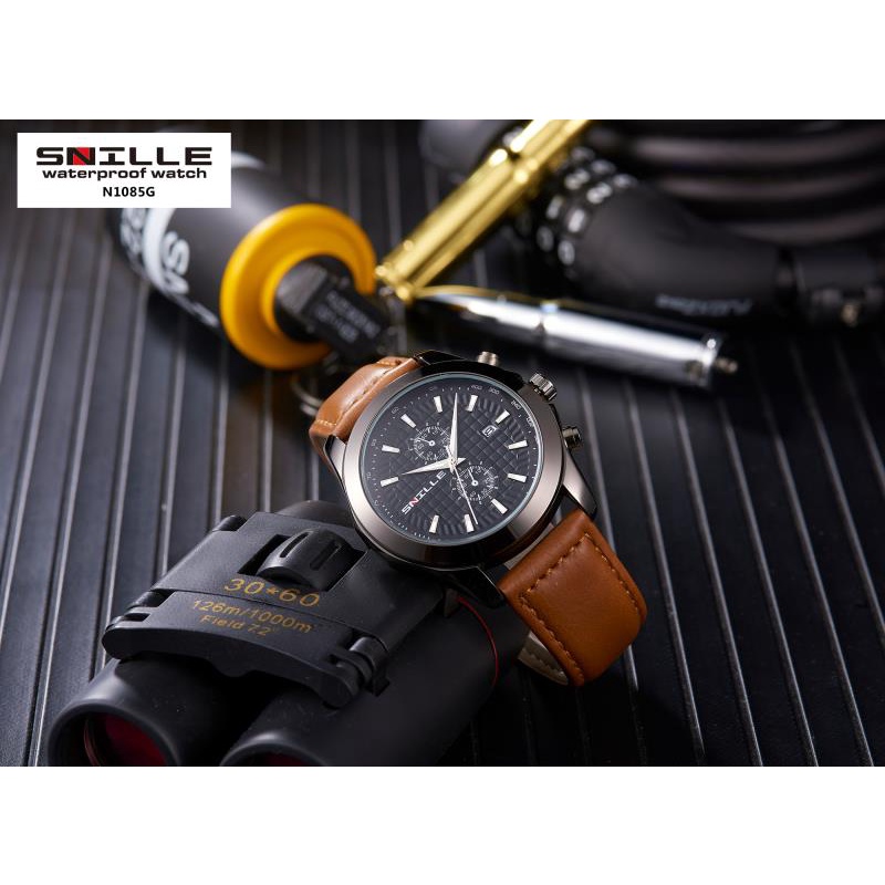 Snille Jam Tangan Kulit Pria Original Asli Anti Air Waterproof 1085