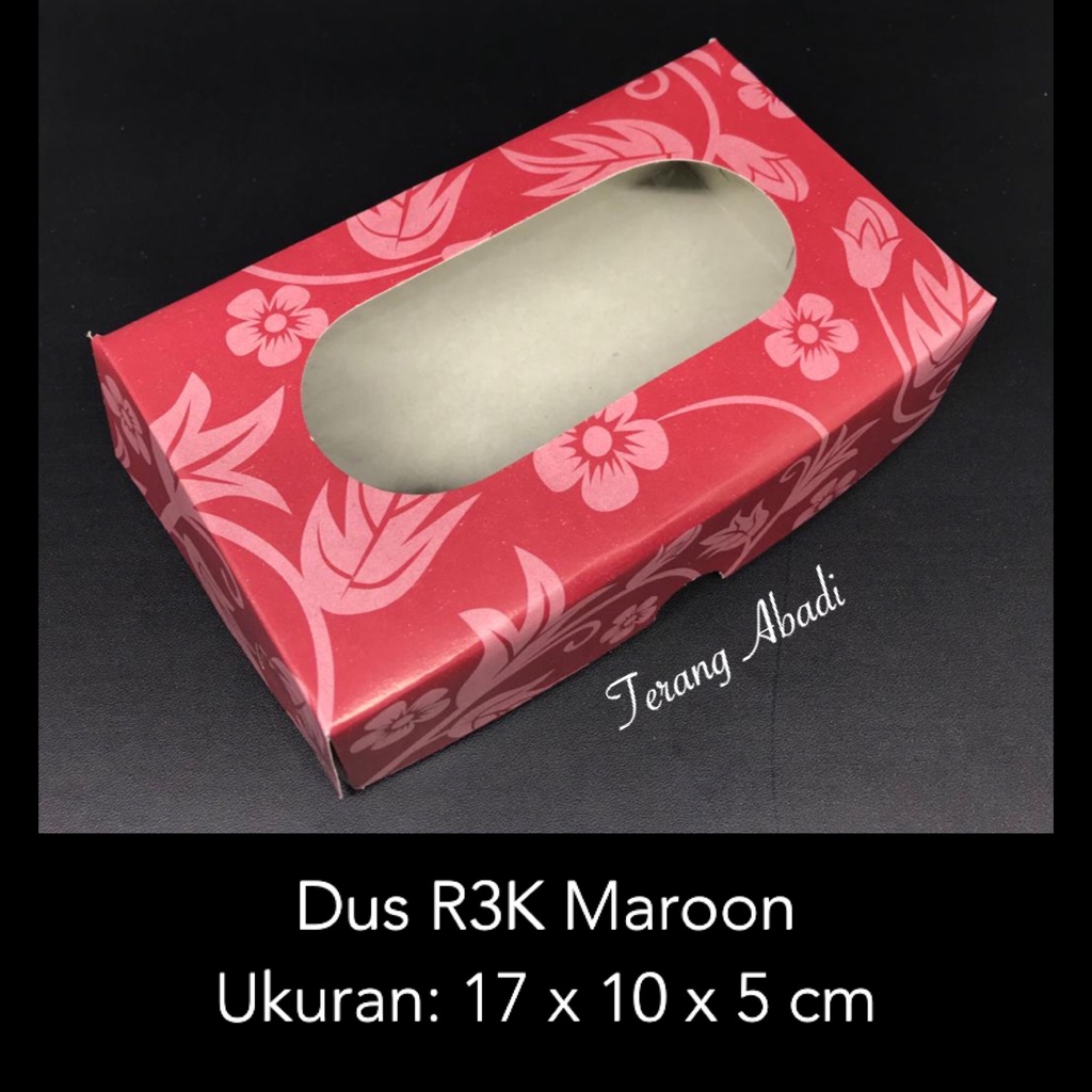 Dus R3K Maroon 17 x 10 x 5 cm / Dus Kue / Dus Roti / Dus Snack / Dos Ultah / Dus Hajatan/ kotak kue/ snack box/ dos jajan/ kerdus kaca