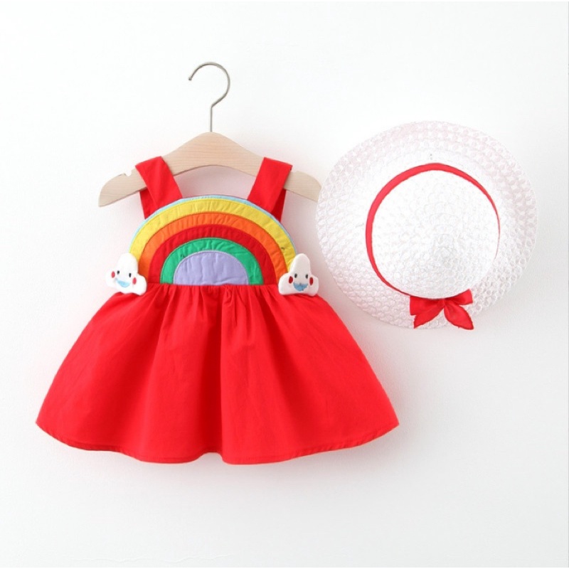 DRESS+TOPI ANAK [IMPOR] GAUN BAYI PESTA ANAK BAYI PEREMPUAN-8
