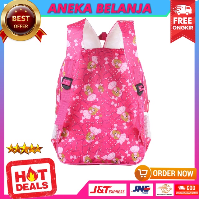 Tas Gendong Sekolah Anak Perempuan Backpack Cantik Karakter Boneka Warna Pink Fashion Anak Lucu Imut