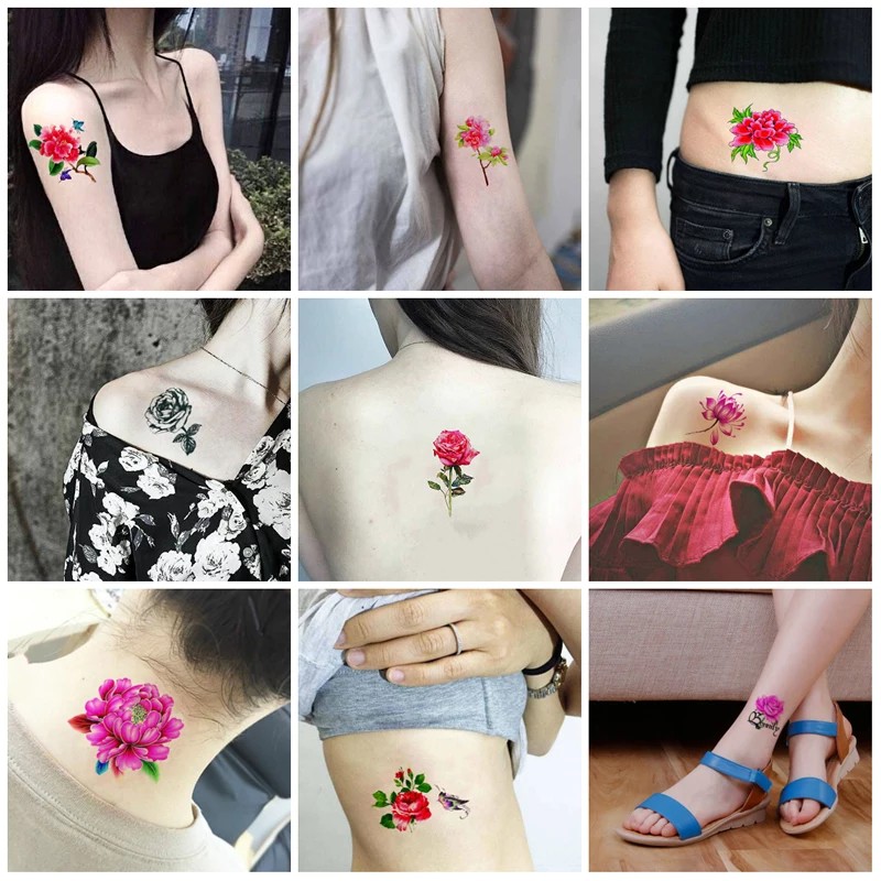 66 pcs tatto temporer warna-warni kupu-kupu bunga