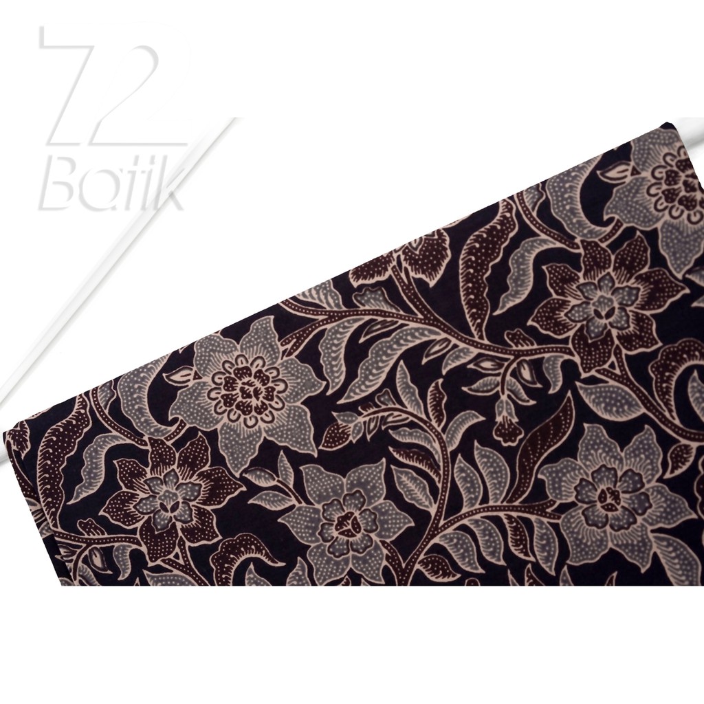 KAIN BATIK PREMIUM Bahan Katun Motif Kembang Sekar Warna Hitam Item Ireng Coklat 722594 Cap 72 Jarik Jarit Samping Kebat Panjang Batik Katun Modern Premium Bahan Seragam Batik Pernikahan Kantor Keluarga Murah Kamen Jadi Batik Bali Lembaran