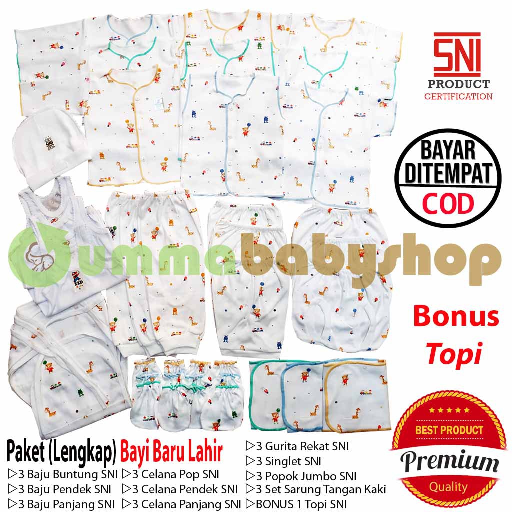 Paket Lengkap Perlengkapan Bayi Lahir Setelan Baju Celana Popok Laki Perempuan Gift Set Newborn Kado