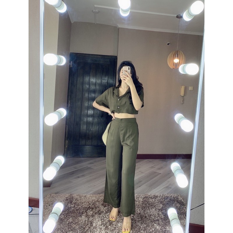 ZENAYA SET SETEL281 SETELAN BAJU CROP DAN CELANA PANJANG KULOT BUSUI SETEL281-3