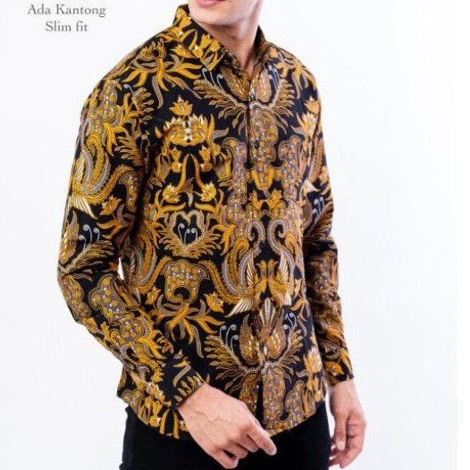 LBL 841 HEM KEMEJA BATIK PRIA SLIM FIT LENGAN PANJANG LUIGI BATANI