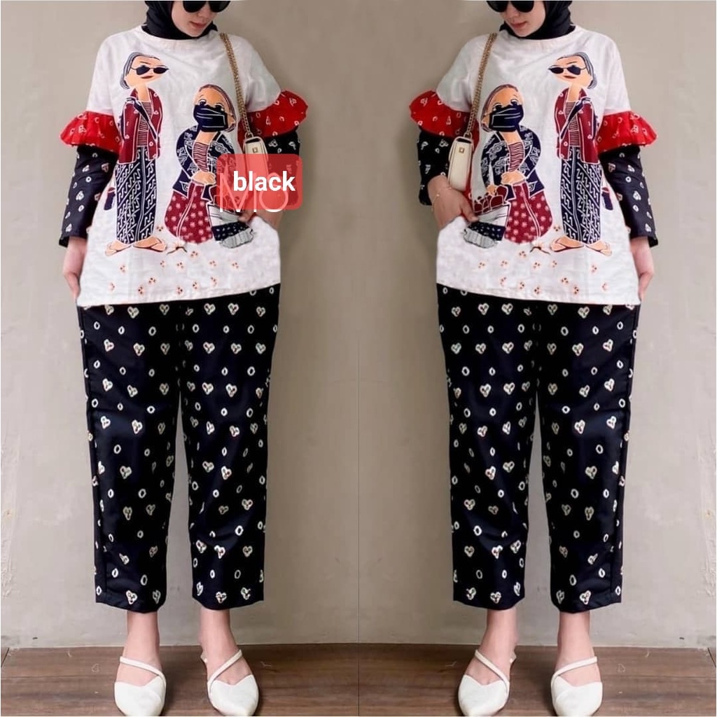O2 Fashion / 3 ukuran  L, XL, XXL / Set mbok jamu / bisa cod / stelan atasan dan celana