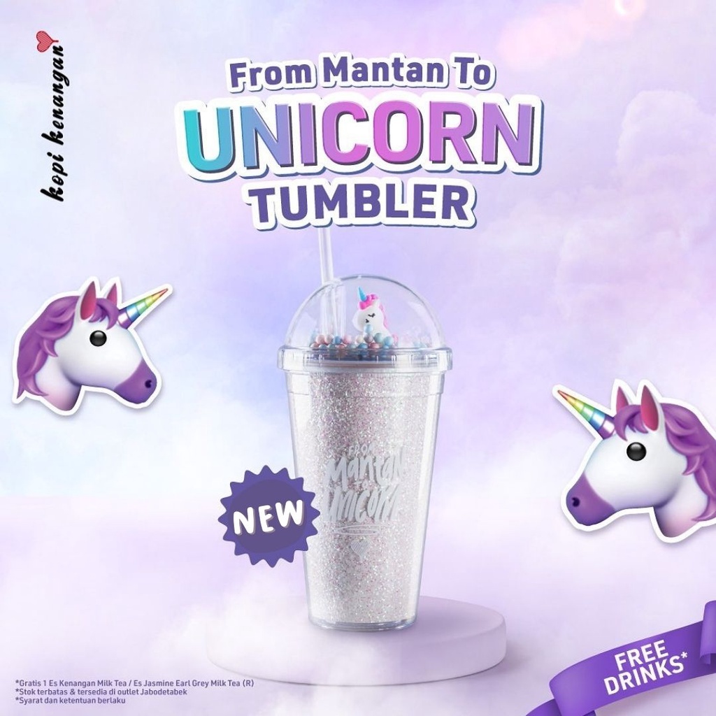 Tumbler Kopi Kenangan From Mantan to Unicorn / Tumbler Kopi Kenangan Unicorn 400ml / Botol Minum Uni