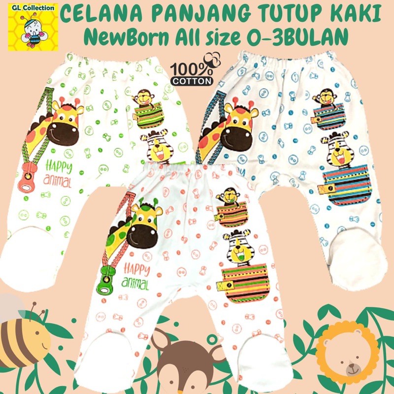 OBRAL! ISI 3PCS! CELANA PANJANG TUTUP KAKI BAYI NEWBORN ALL SIZE 0-3BULAN 100%KATUN