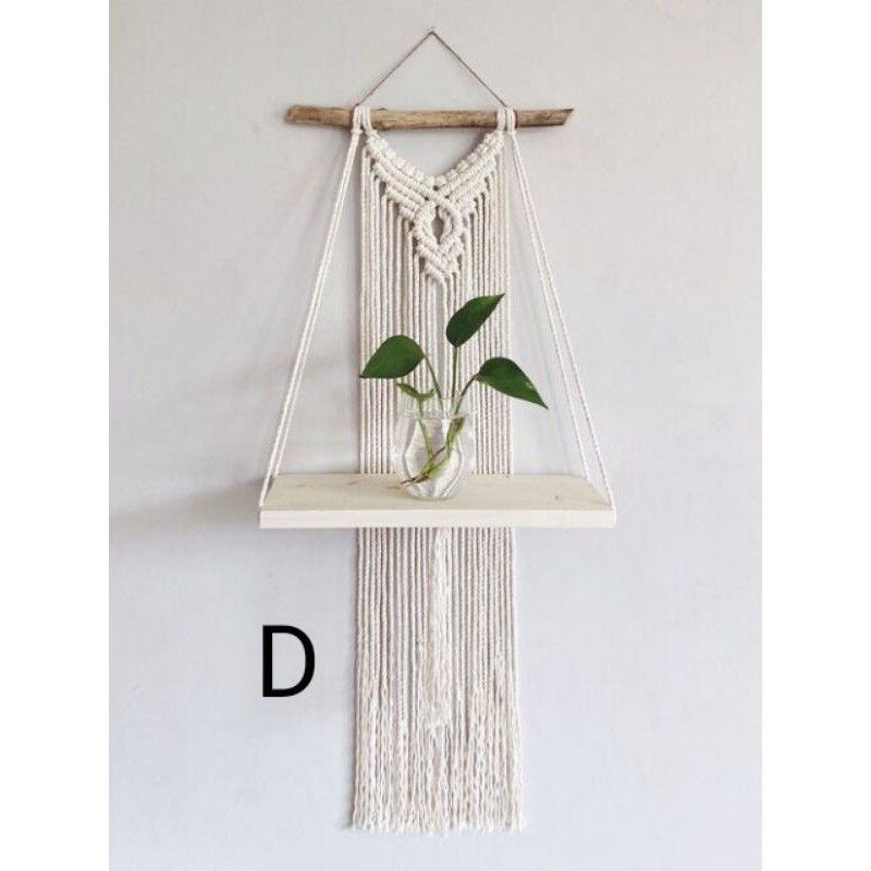 READY STOK) macrame rak kayu/ Macrame ambalan/ rak buku/ Dekorasi rumah