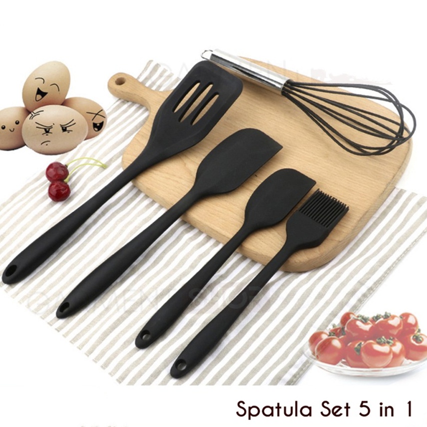 Spatula Silikon Set Silicone Utensil Alat Masak 5 In 1 Sutil Kuas Silikon Tahan Panas Kitchen Tool Spatula Set 5 In 1 Baking Props Sutil Cooking Tahan Panas Bpa Free Alat Masak Serbaguna Premium 5 In 1 Set Spatula Silikon Peralatan Masak Sutil Food Grade