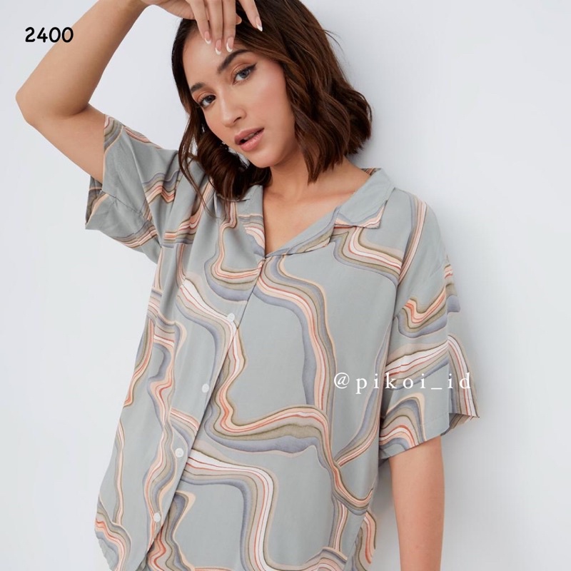 Oversize tshirt rayon / Kemeja lengan pendek bunga / kemeja cewek murah / summer top lucu abstrak 24