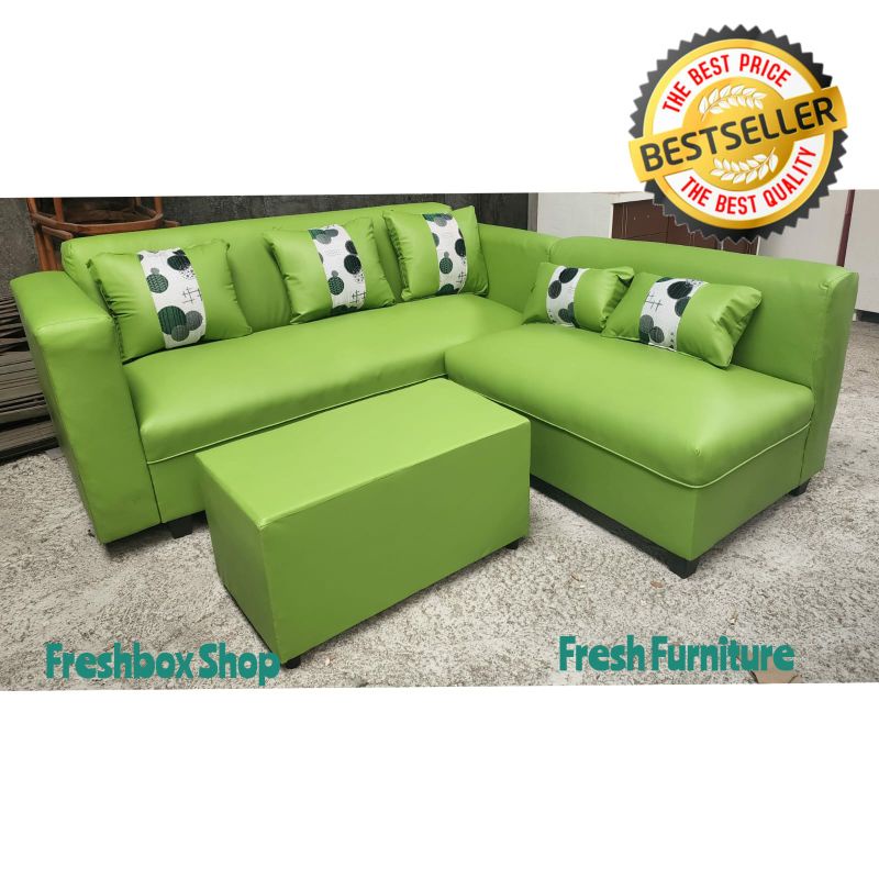 SOFA L MINIMALIS BAHAN OSCAR  MURAH DAN EMPUK 