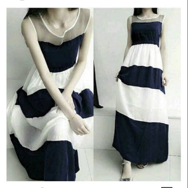 Long Dress kombinasi tile