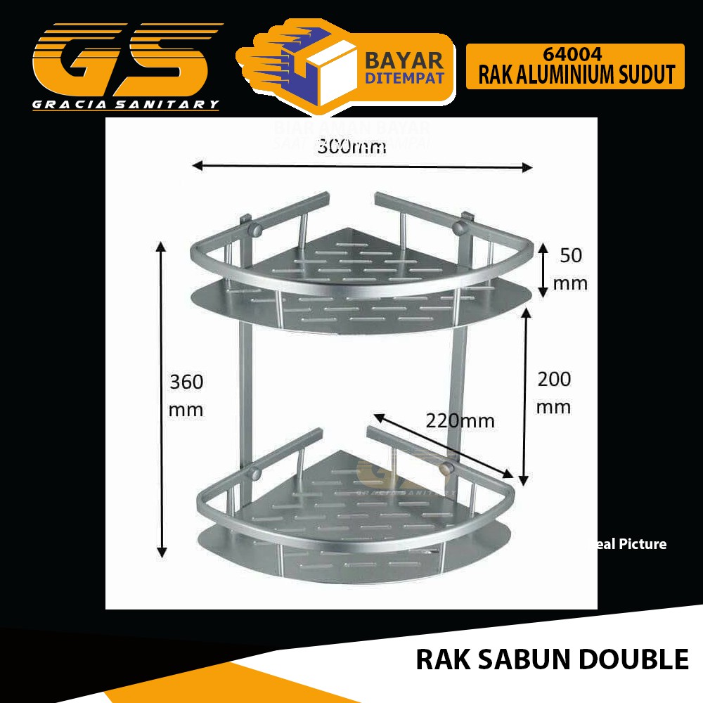 Rak Sabun Tempat Sabun Kamar Mandi Sudut Stainless Double 64004-2