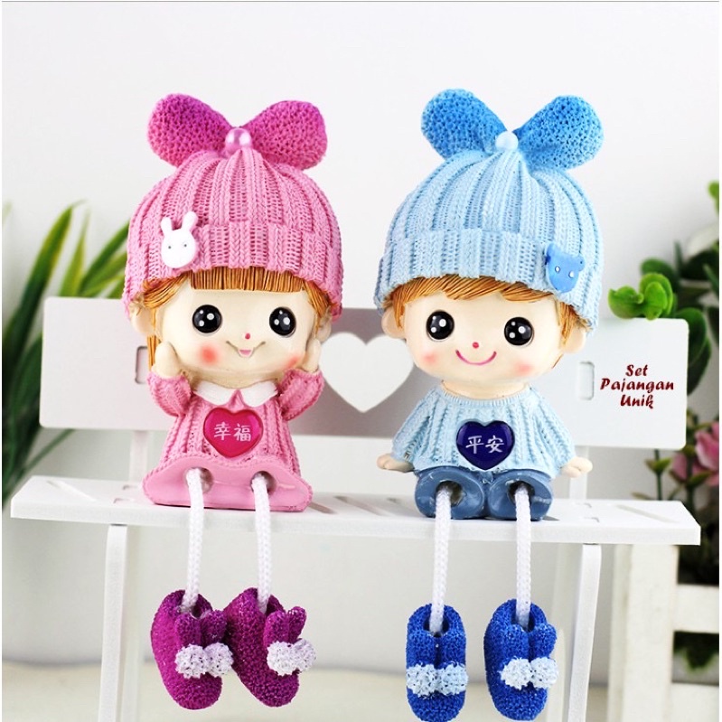 Set Pajangan Unik Couple 1 set isi sepasang boneka dan 1 bangku-1