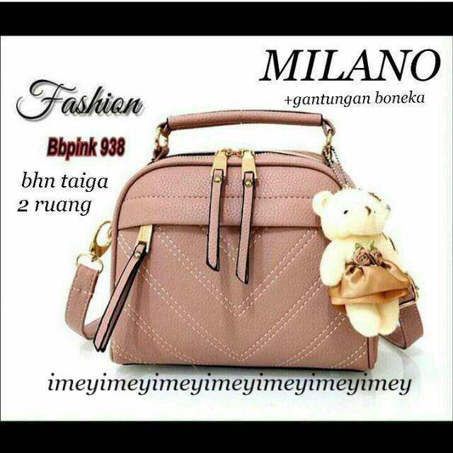 RULLY68_TAS SELEMPANG MILANO FASHION WANITA SLING BAG V STYLE KOREAN KEKINIAN FREE BONEKA