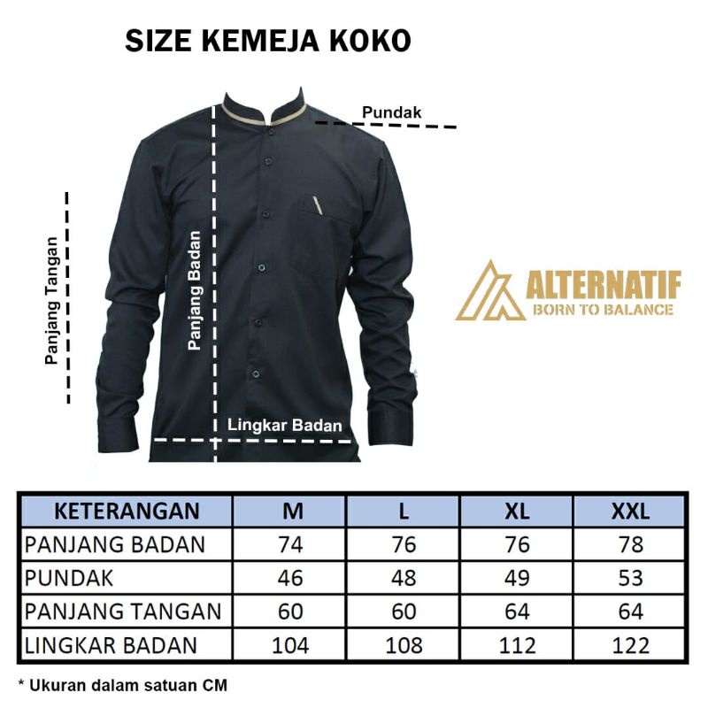 Baju Koko Kurta Dewasa Lengan Panjang Material Catton Adem