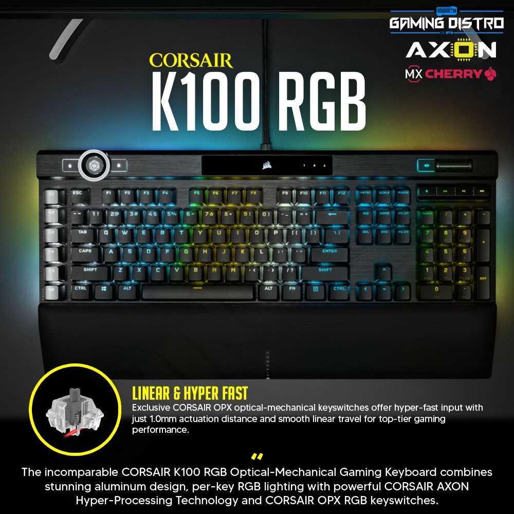 Corsair K100 RGB Fullsize Opx Switch Mechanical Keyboard