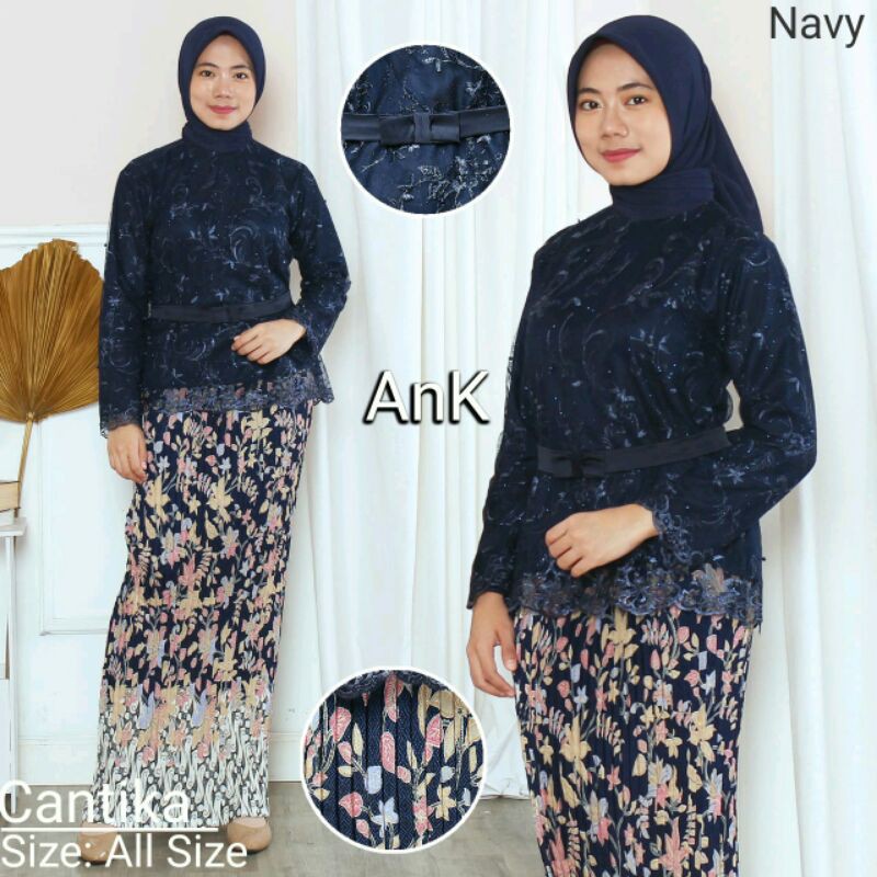 Terbaru Setelan Kebaya  Tulle  Cantika Mix Rok Plisket