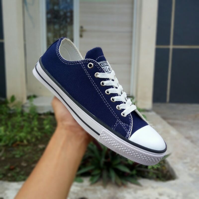 COD !! Sepatu Converse AllStar pendek / Sepatu warna hitam putih klasik / Sepatu wanita pria - terpopuler-Navy
