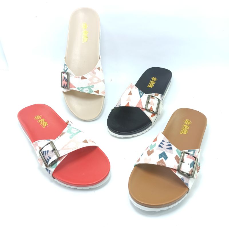 Sandal Birken Wanita Sendal Slop Motif Andis AF07