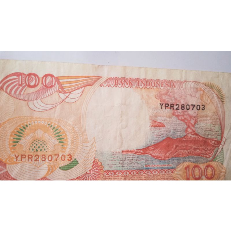 uang kertas 100 Rupiah no seri cantik