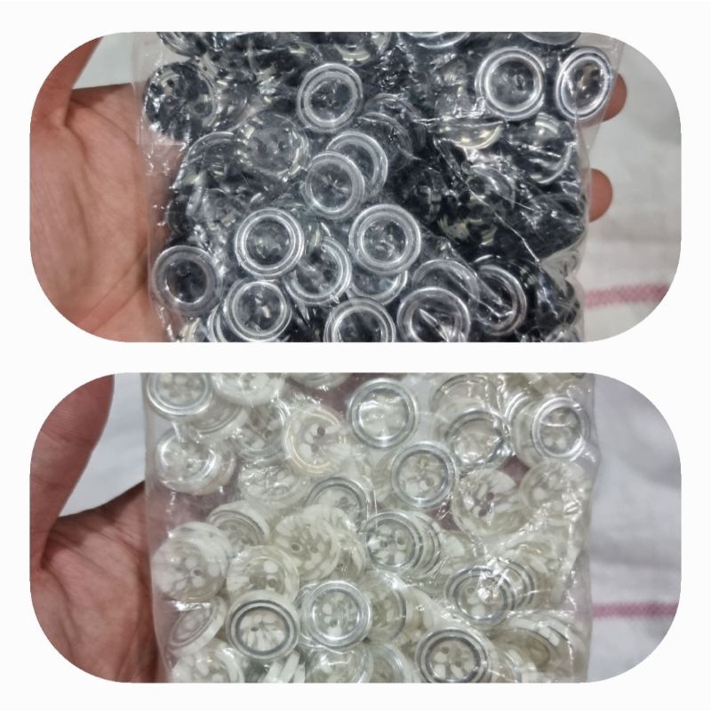 Kancing Corak/Bintik Lingkar Perak 18mm/1,8cm/28L @144 pcs