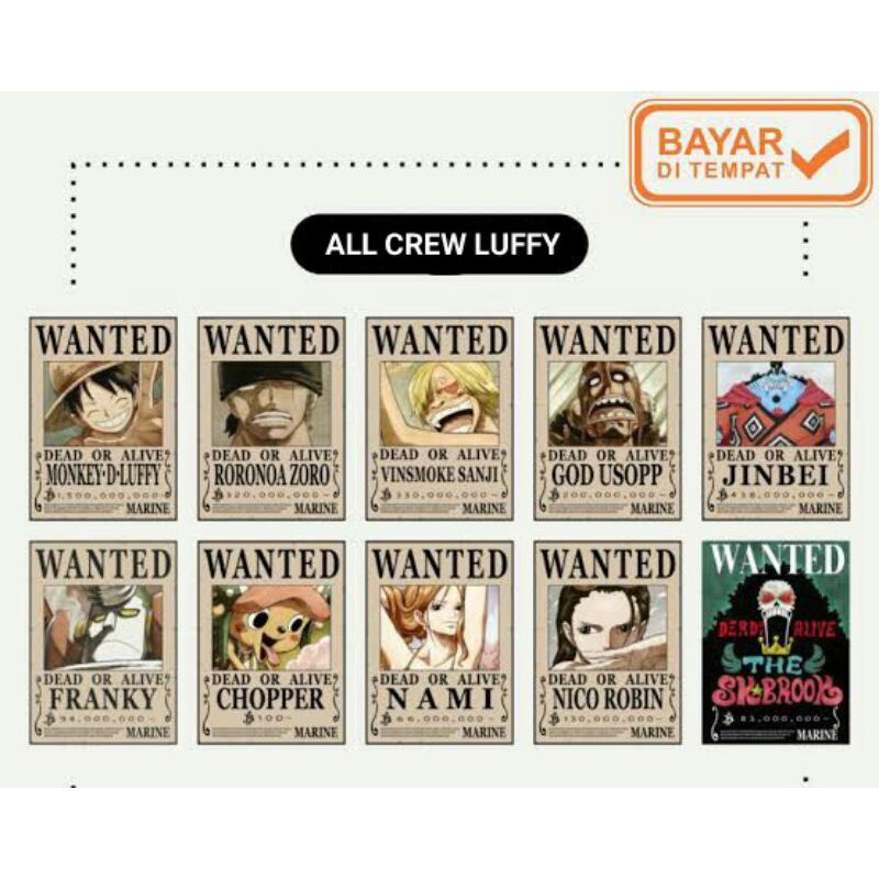 Poster Anime Bounty One Piece - Wanted Poster One Piece - Straw Hat - Yonkou