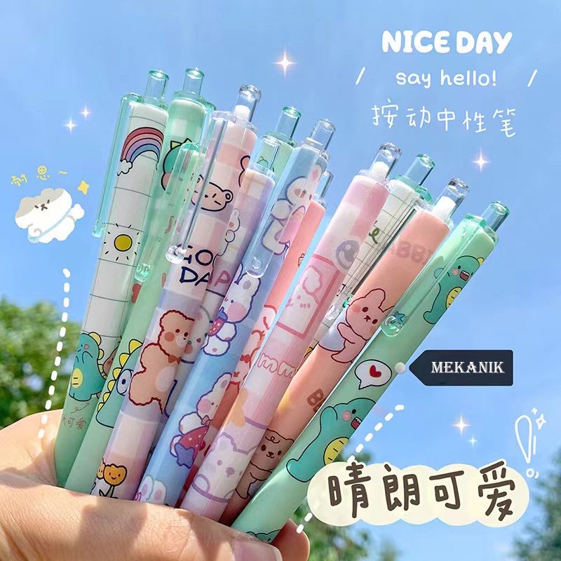 [1 PCS] PEN GEL MEKANIK MOTIF CARTOON PULPEN GEL MEKANIK LUCU PULPEN AESTHETIC