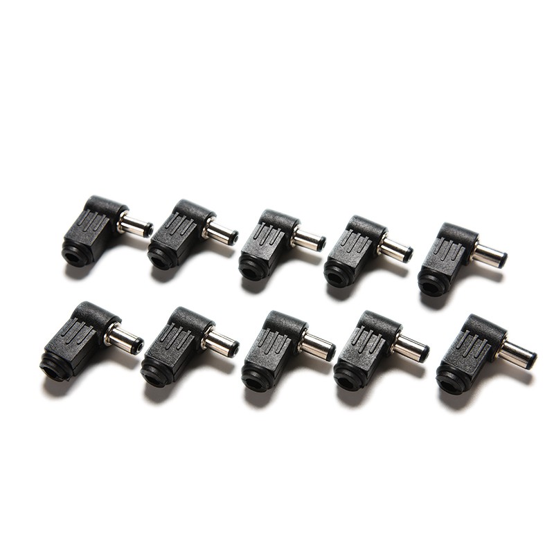 (Ele) 10pcs Konektor Power Male Plug 2.1x5.5mm 2.1mm Dc Sudut Kanan Warna Hitam / Putih