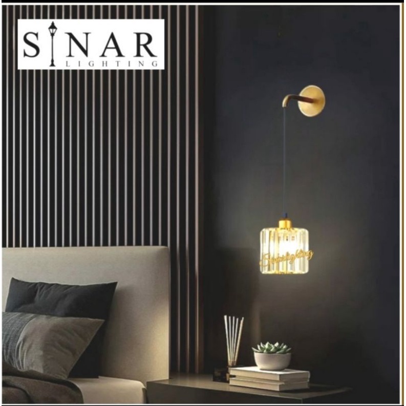 Lampu dinding modern tabung kristal kaca 087