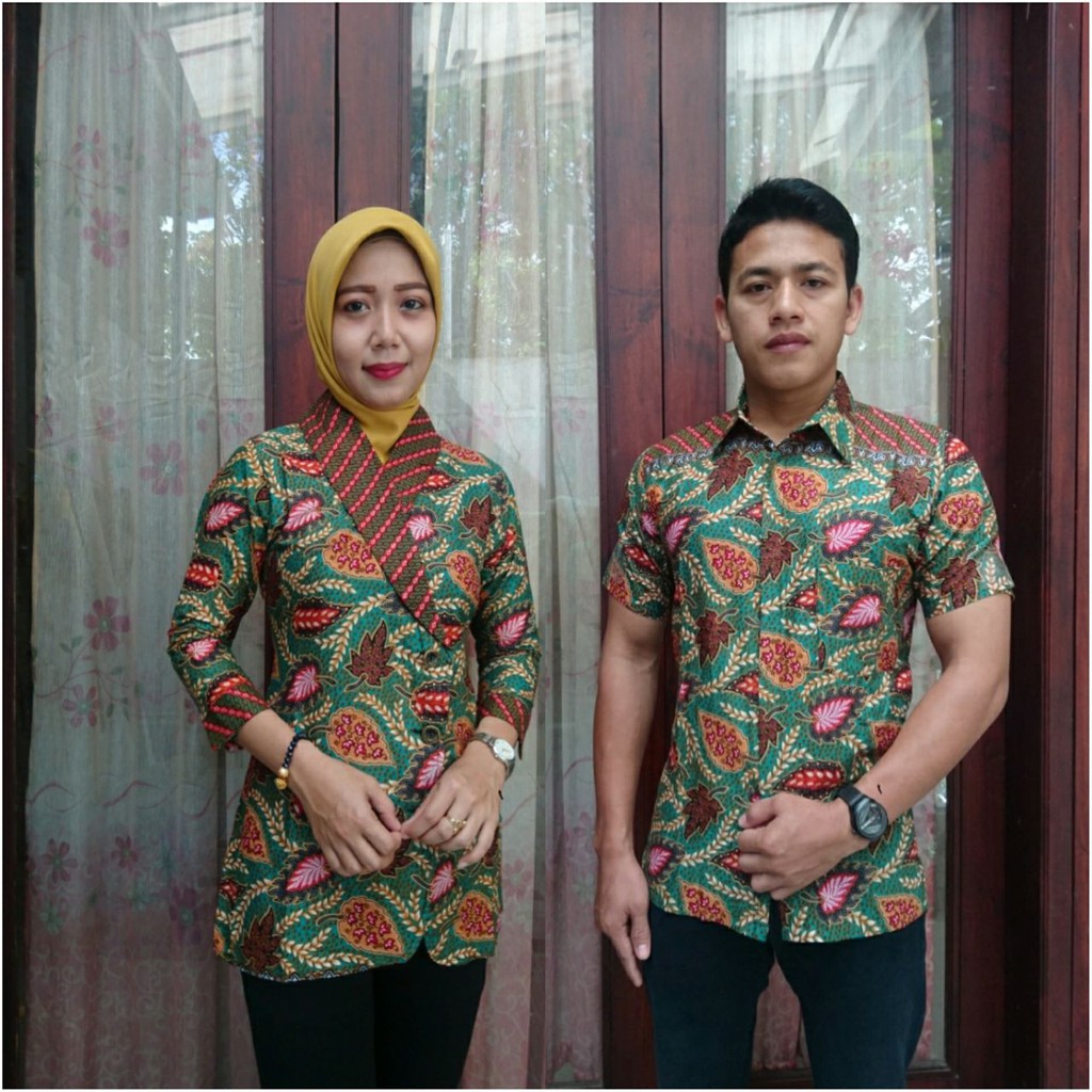 GROSIR BATIK COUPLE BLOUSE KERAH KOMBINASI