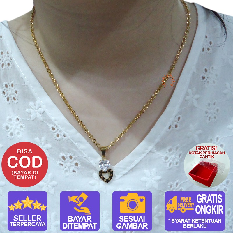 Lovelybutik  Kalung Titanium anti karat dan anti luntur Wanita Sania