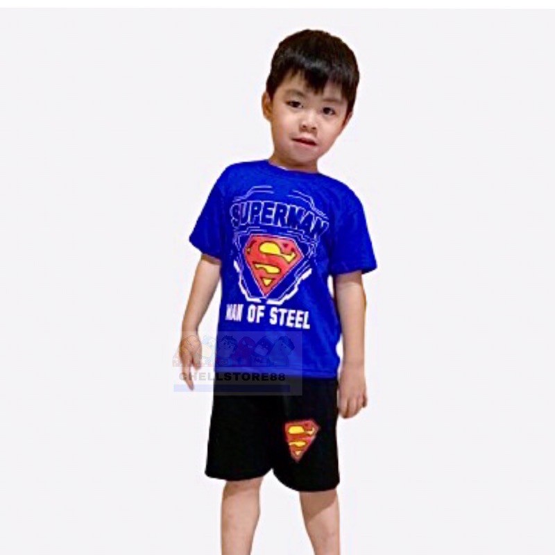 setelan pendek supermen terbaru pakaian anak laki-laki murah meriah fashion anak terbaru