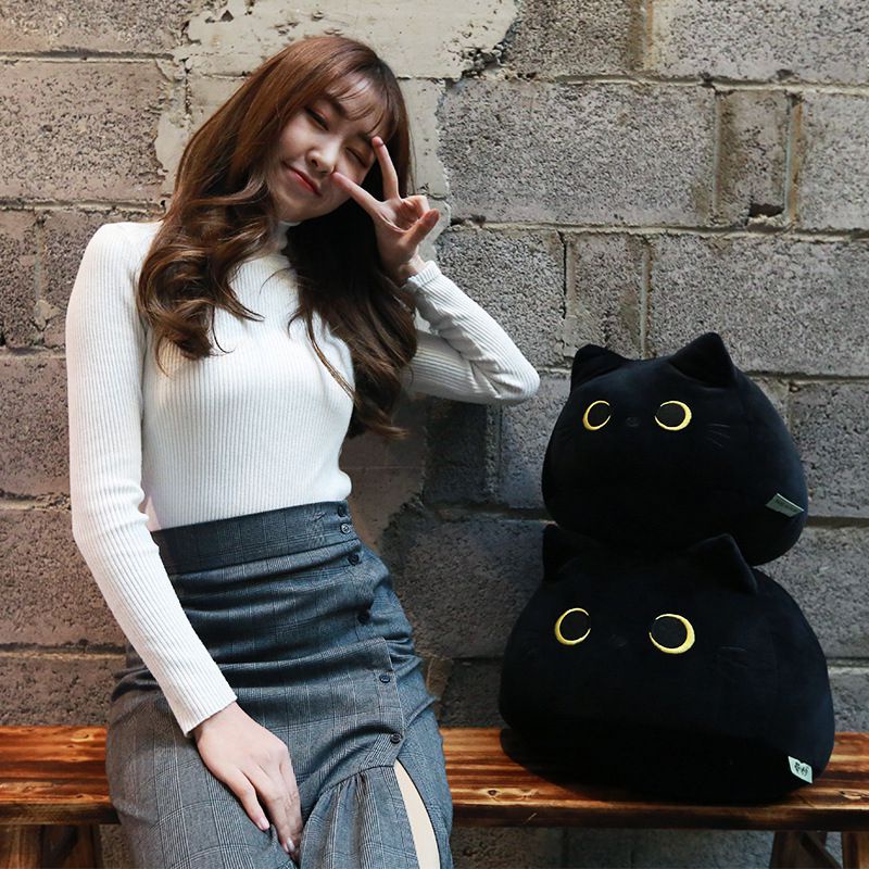 55cm MainanBlack Cat Shaped Lovely Cartoon Animal Stuffed Toys Soft Plush Pillows Doll Boneka