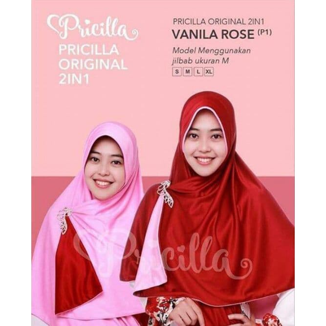 STOCK TERAKHIR JILBAB PRICILLA 2 IN 1 BOLAK BALIK RED VELVET UKURAN L GROSIR