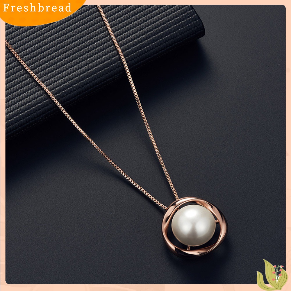 Terlaris Women Faux Pearl Round Pendant Necklace Stud Earrings Wedding Party Jewelry Set