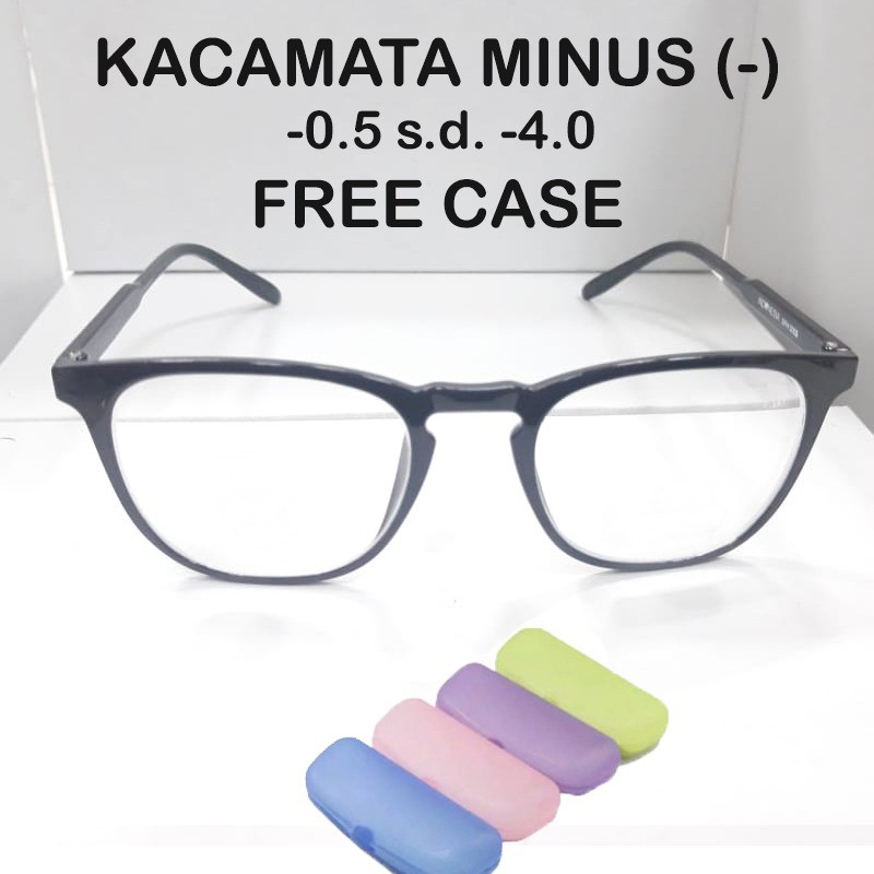 Kacamata Minus Pria dan Wanita Ukuran 0.50-4.00 + FREE CASE