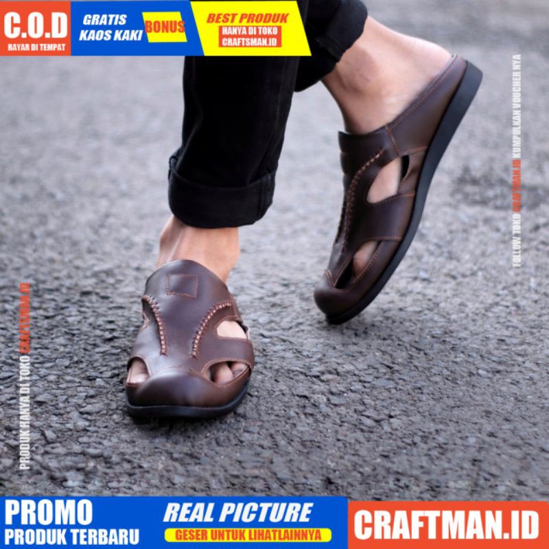 CRAFTS X WIRO Sandal Kulit Pria Sandal Casual Pria Original Bustong