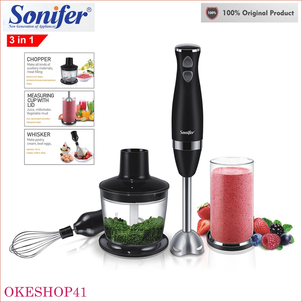 SONIFER Hand Blender SF-8044 Blender Tangan Complete Set Chopper