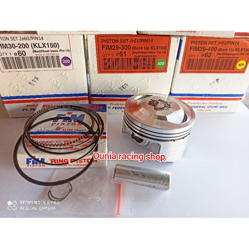 Piston FIM Seher FIM KLX CRF Dtracker 58 58.5 59 59.5 60 61 61.5 62 62.5 63 63.5 64 Pin 14 ring seher pen piston 1set