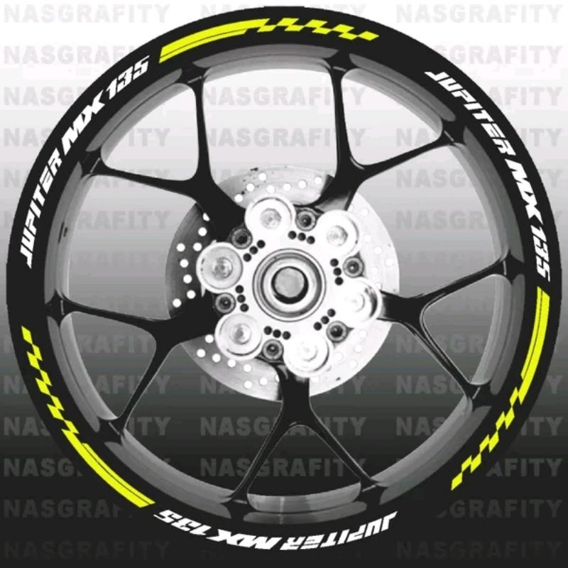 Sticker velg stiker velg motor jupiter mx 135 warna putih stabilo