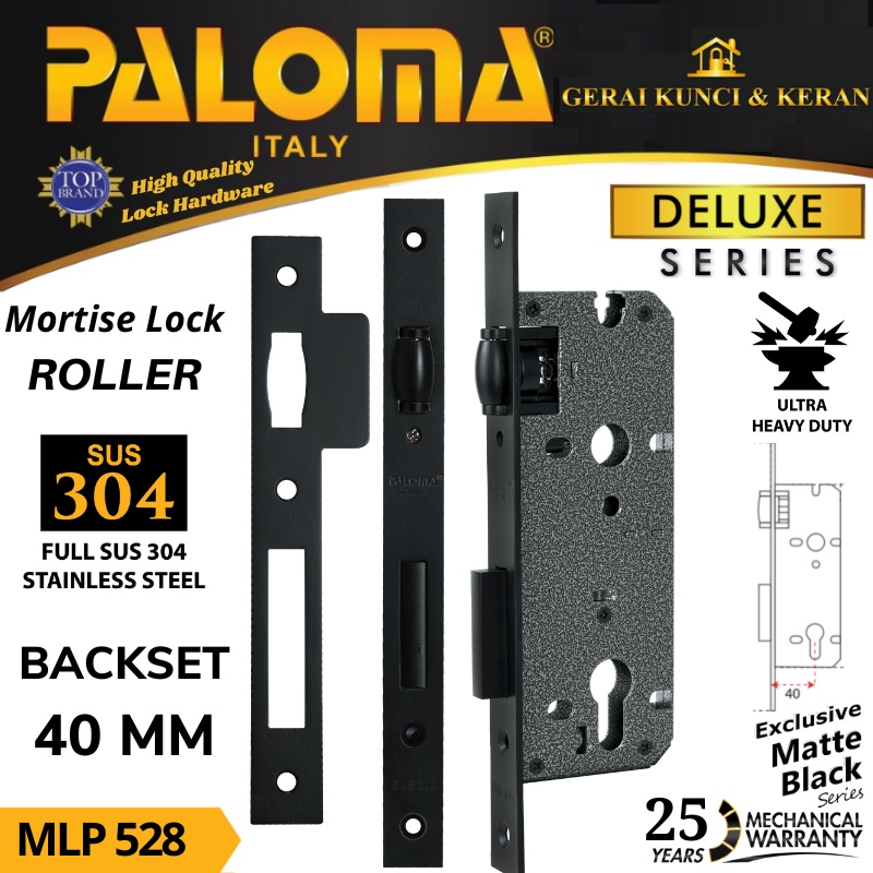 BODY KUNCI PALOMA MLP 528 DELUXE PELOR/RODA 40MM MATTE BLACK HITAM SSS