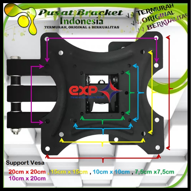 Bracket TV TOSHIBA 14 s/d 43 inch 6 ARAH FULL BESI SUPER KOKOH GARANSI 100% ORI