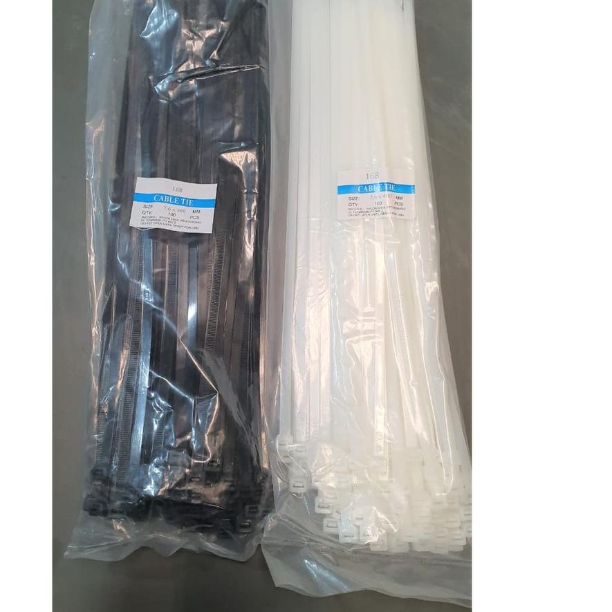 

Baru - Cable Ties 7,6x400 Hitam / Putih Pengikat Kabel Ikatan Kabel Plastik